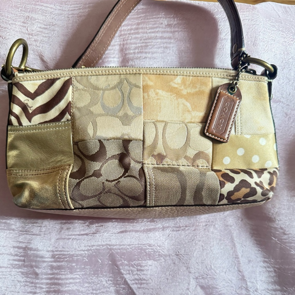 Coach Authentic Patchwork Shoulder Bag - Gold And… - image 1